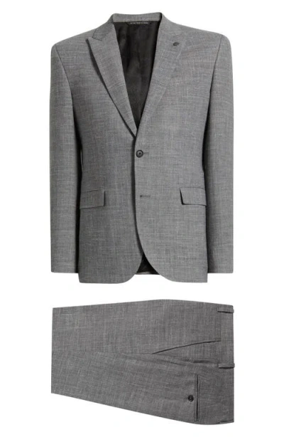 Allsaints Rawdon Slim Fit Grey Mélange Peak Lapel Suit In Gray