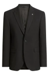 Allsaints Ross Slim Fit Solid Black Wool Sport Coat In Black