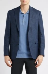 Allsaints Rawdon Slim Fit Stretch Wool & Linen Sport Coat In Navy