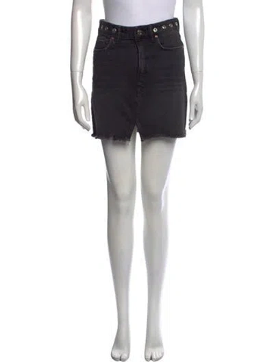 Pre-owned Allsaints Raw-edge Trim Mini Skirt In Gray
