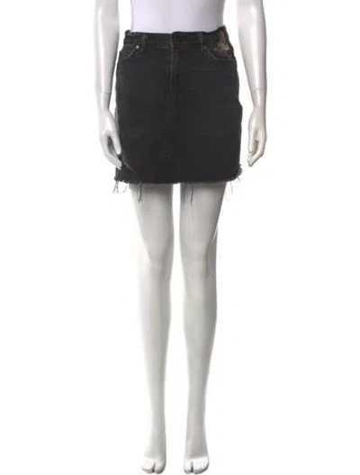 Pre-owned Allsaints Raw-edge Trim Mini Skirt In Gray