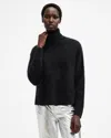 Allsaints Rebel Brushed Cashmere Roll Neck Jumper In Black