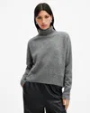 Allsaints Rebel Brushed Cashmere Roll Neck Jumper In Grey Melange