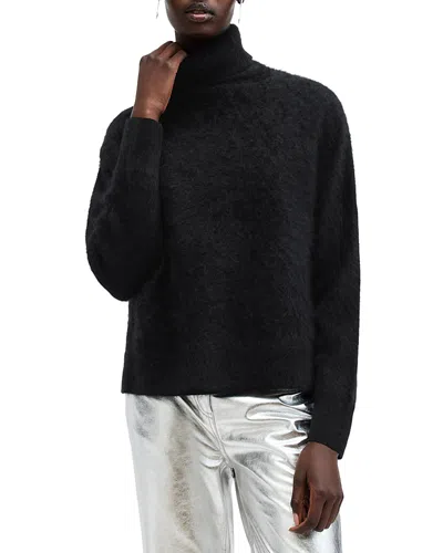 Allsaints Rebel Cashmere Roll Neck Sweater In Black