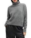 Allsaints Rebel Brushed Cashmere Roll Neck Jumper In Grey Melange