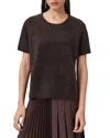Allsaints Womens Oxblood Red Rebel Crew-neck Short-sleeve Brushed Cashmere T-shirt In Brown