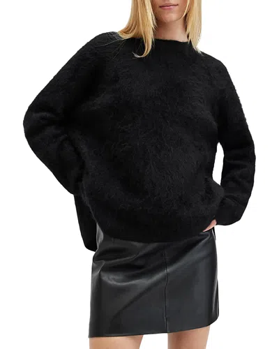 Allsaints Rebel Crewneck Cashmere Sweater In Black