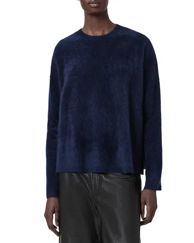 Allsaints Rebel Crewneck Cashmere Sweater In Blue