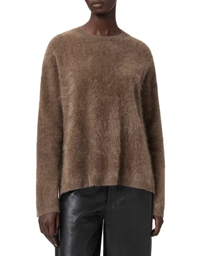 Allsaints Rebel Crewneck Cashmere Sweater In Brown
