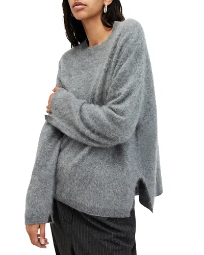 Allsaints Rebel Crewneck Cashmere Sweater In Grey Marl