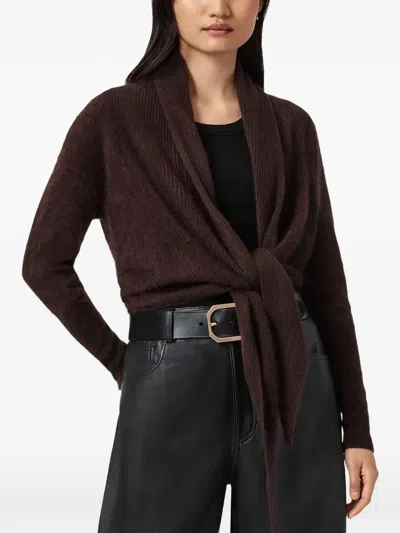 Allsaints Rebel Pirate Shawl-collar Cardigan In Brown