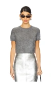 Allsaints Rebel Brushed Cashmere Knitted T-shirt In Grey Marl