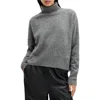 Allsaints Rebel Brushed Cashmere Roll Neck Jumper In Grey Melange