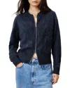 Allsaints Rebel Zip Up Cashmere Cardigan In Ink Blue