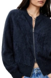 Allsaints Rebel Zip Up Cashmere Cardigan In Ink Blue