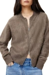 Allsaints Rebel Zip Up Cashmere Cardigan In Walnut Brown
