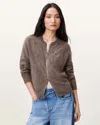 Allsaints Rebel Zip Up Cashmere Cardigan In Walnut Brown