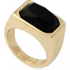 Allsaints Rectangular Stone Signet Ring In Gold
