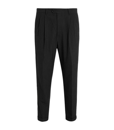 Allsaints Recycled Polyester-blend Pinstripe Tallis Trousers In Black