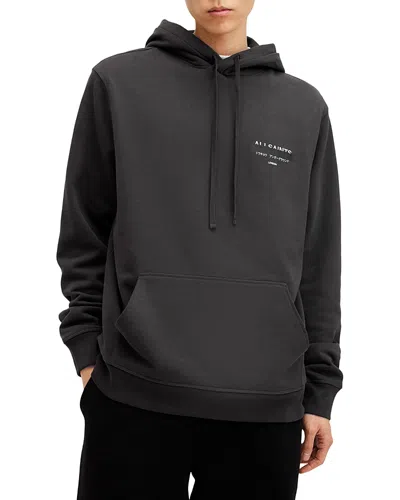 Allsaints Redact Hoodie In Washed Black