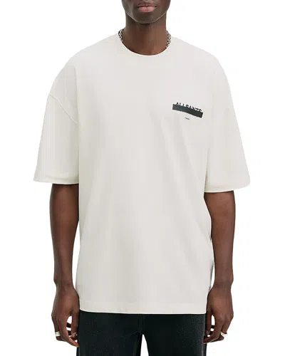 Allsaints Redact Graphic Logo Tee In Ashen White