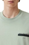 Allsaints Redact Mock Neck Graphic T-shirt In Green