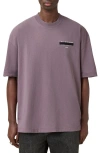Allsaints Redact Oversized Embroidered Logo T-shirt In Puce Purple