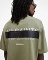 Allsaints Redact Oversized Embroidered Logo T-shirt In Eden Green