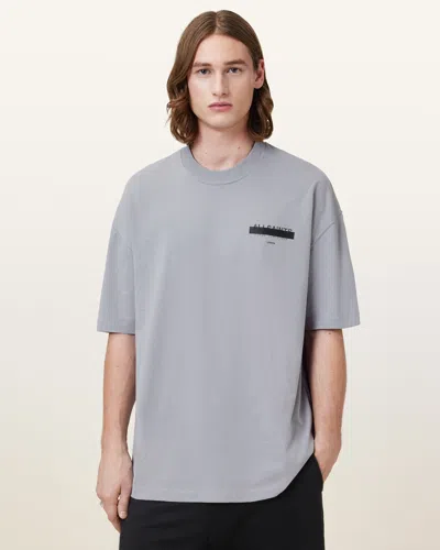 Allsaints Redact Oversized Embroidered Logo T-shirt In Halfpipe Grey