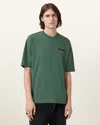 Allsaints Redact Oversized Embroidered Logo T-shirt In Milo Green