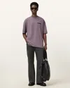 Allsaints Redact Oversized Embroidered Logo T-shirt In Puce Purple
