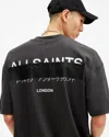 Allsaints Redact Oversized Embroidered Logo T-shirt In Washed Black