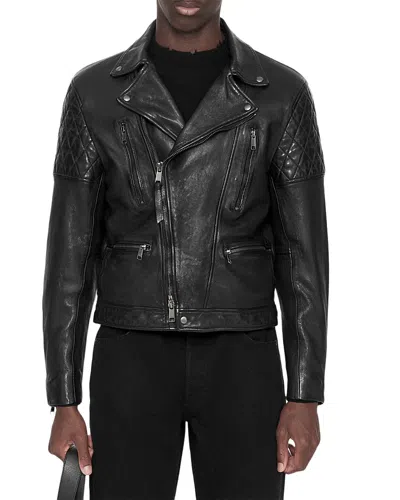 Allsaints Reed Leather Biker Jacket In Black