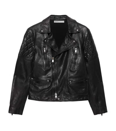 Allsaints Reed Leather Biker Jacket In Black