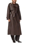 Allsaints Reed Leather Trench Coat In Brown