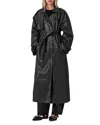 Allsaints Reed Leather Trench Coat In Black