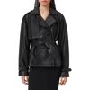 Allsaints Reed Leather Trench Jacket In Black