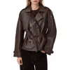 Allsaints Reed Leather Trench Jacket In Brown