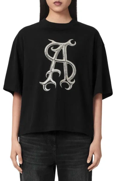 Allsaints Reflex Amelie Logo Graphic T-shirt In Blue