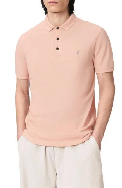 Allsaints Reform Cotton Slim Fit Polo Shirt In Orange