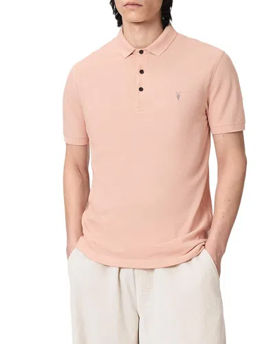 Allsaints Reform Cotton Slim Fit Polo Shirt In Pink