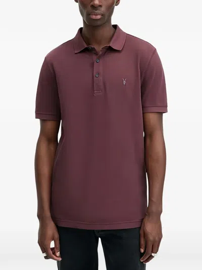 Allsaints Reform Logo-embroidered Polo Shirt In Purple