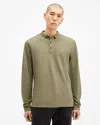 Allsaints Reform Long Sleeve Ramskull Polo Shirt In Fleur Green