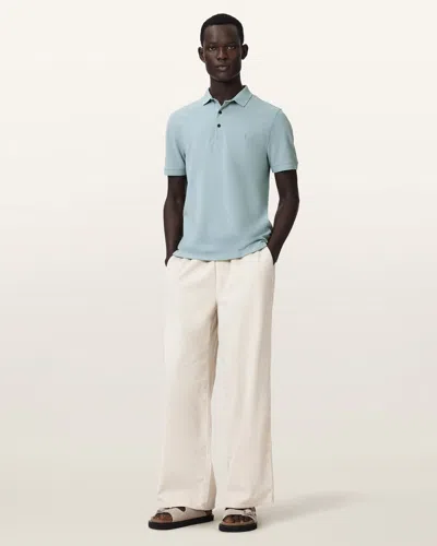 Allsaints Reform Cotton Slim Fit Polo Shirt In Blue