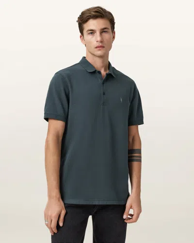 Allsaints Reform Short Sleeve Polo Shirt In Blue