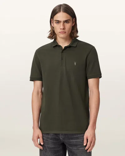 Allsaints Reform Cotton Slim Fit Polo Shirt In Green