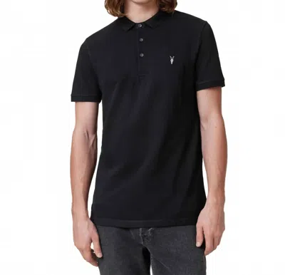 Allsaints Reform Short Sleeve Polo Shirt In Black
