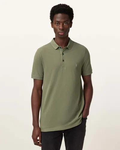 Allsaints Reform Short Sleeve Polo Shirt In Military Green