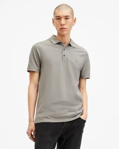 Allsaints Reform Short Sleeve Polo Shirt In Radio Grey
