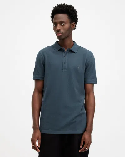 Allsaints Reform Short Sleeve Polo Shirt In Workers Blue
